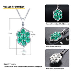 1.9ctw Natural Emerald Silver Necklace.
