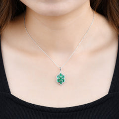 1.9ctw Natural Emerald Silver Necklace.