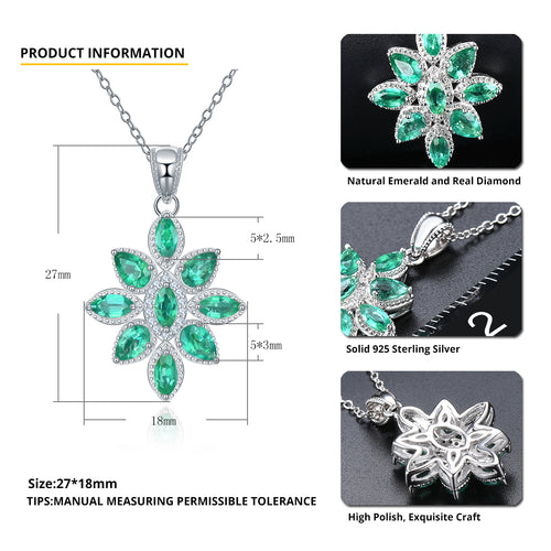 Emerald and Diamond Pendant in Silver