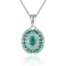 Load image into Gallery viewer, Silver Emerald Pendant with Diamond
