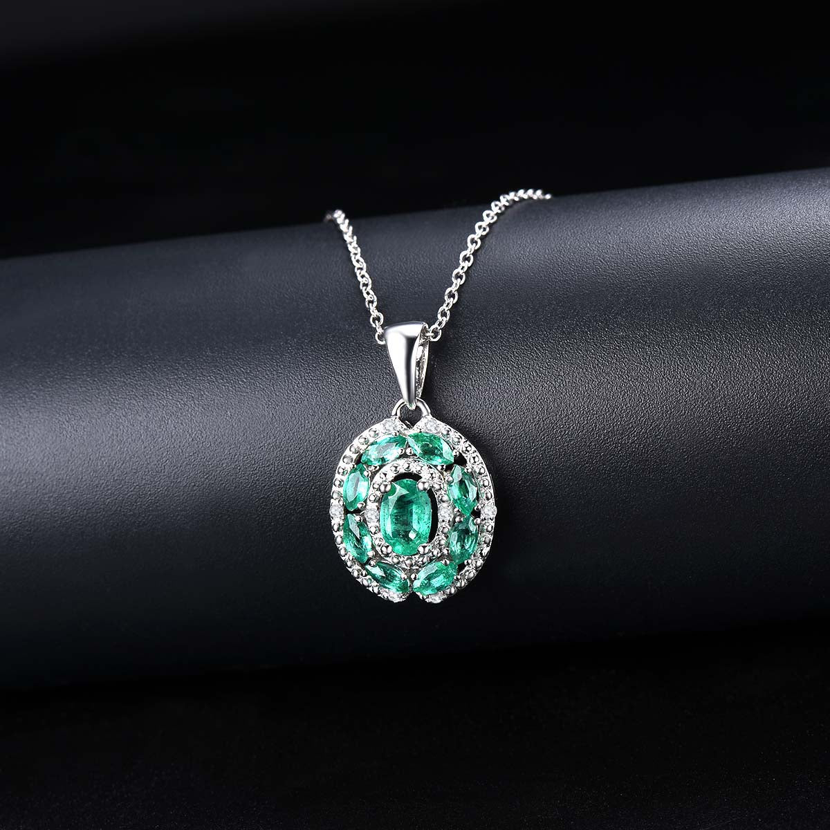 Buy P D Diamonds Natural Real Beautiful Round Emerald Pendant With 18
