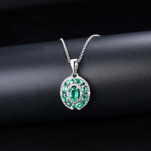 Load image into Gallery viewer, Silver Emerald Pendant with Diamond
