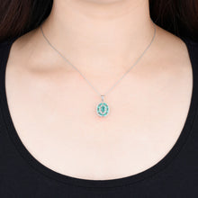 Load image into Gallery viewer, Silver Emerald Pendant with Diamond
