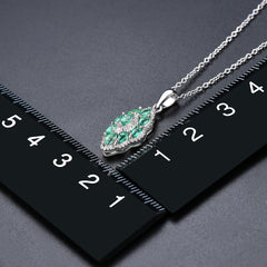 Marque Shape Emerald and Silver Pendant