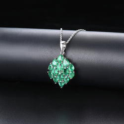 Large Emerald Necklace in Silver