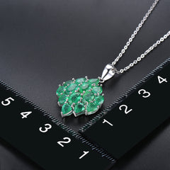 Large Emerald Necklace in Silver.