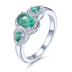 One oval and two pear shape Emerald Stones Ring