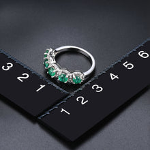 Load image into Gallery viewer, 5 Round Emerald Stones Silver Ring

