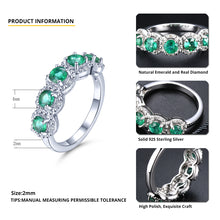 Load image into Gallery viewer, 5 Round Emerald Stones Silver Ring

