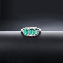Load image into Gallery viewer, Three Natural Emerald Stones Ring
