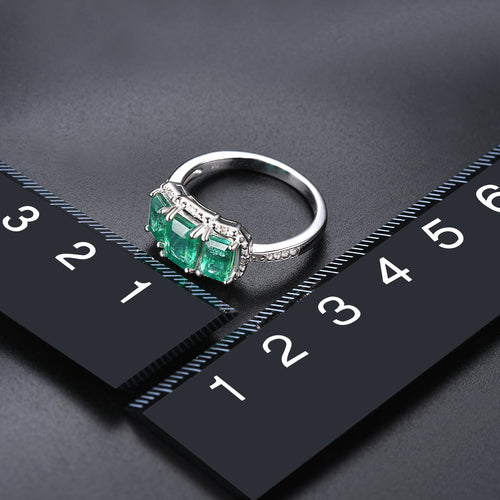 Three Natural Emerald Stones Ring