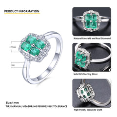 Four Emerald Stones form Emerald Shape Ring