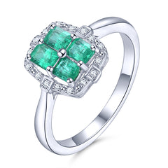 Four Emerald Stones form Emerald Shape Ring
