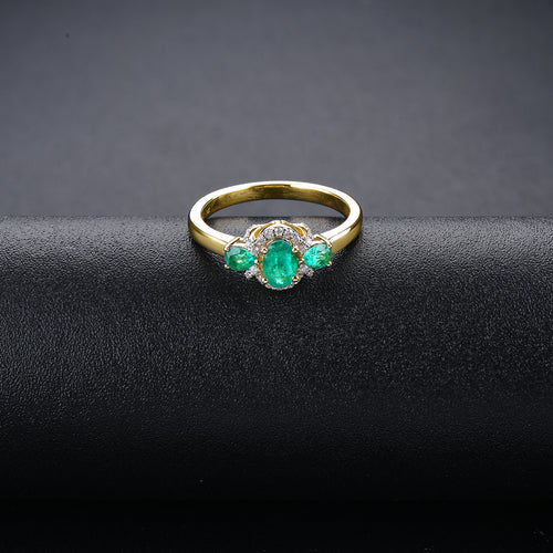 Three Stone Emerald and Gold Ring