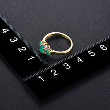 Load image into Gallery viewer, Three Stone Emerald and Gold Ring
