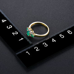Three Stone Emerald and Gold Ring.