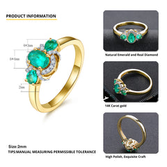 Three Stone Emerald and Gold Ring.