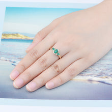 Load image into Gallery viewer, Three Stone Emerald and Gold Ring
