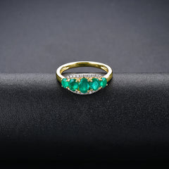 Five Oval Emerald Stone Ring