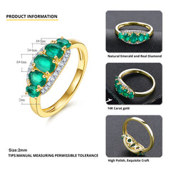 Five Oval Emerald Stone Ring
