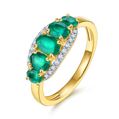 Five Oval Emerald Stone Ring