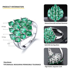 Silver and Emerald Womens Ring.