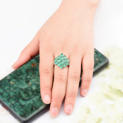 Silver and Emerald Womens Ring.