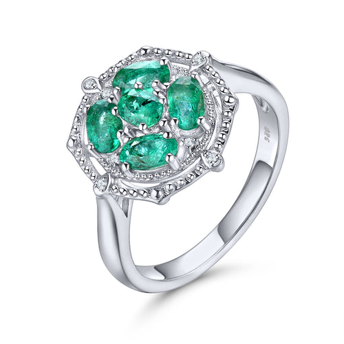 Five ovel shape Emerald Stone Ring.
