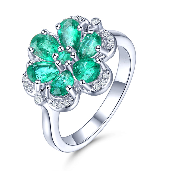 Flower Emerald Ring