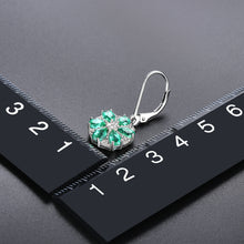 Load image into Gallery viewer, Six Pear Shape Emerald Stones Earrings in Silver.
