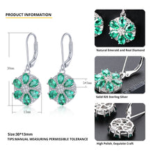 Load image into Gallery viewer, Six Pear Shape Emerald Stones Earrings in Silver.
