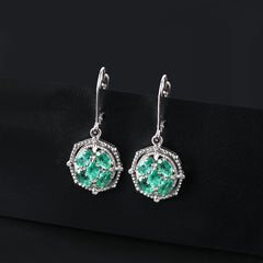 5 Oval Emerald Stone Earrings in Silver.