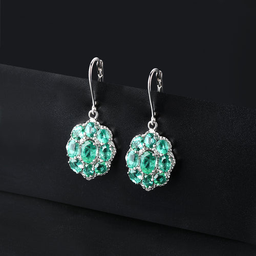 9 Oval Emerald Stone Earrings in Silver