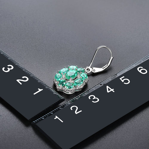 9 Oval Emerald Stone Earrings in Silver
