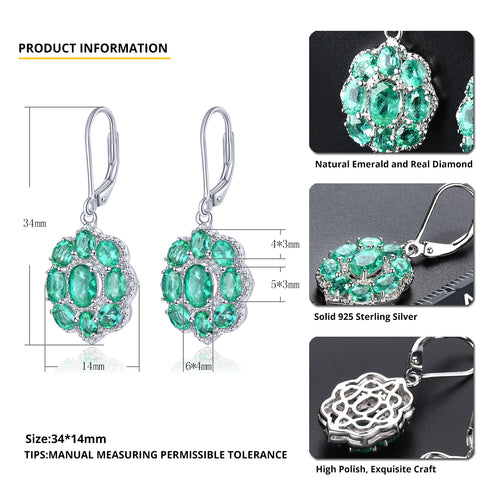 9 Oval Emerald Stone Earrings in Silver