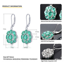 Load image into Gallery viewer, 9 Oval Emerald Stone Earrings in Silver
