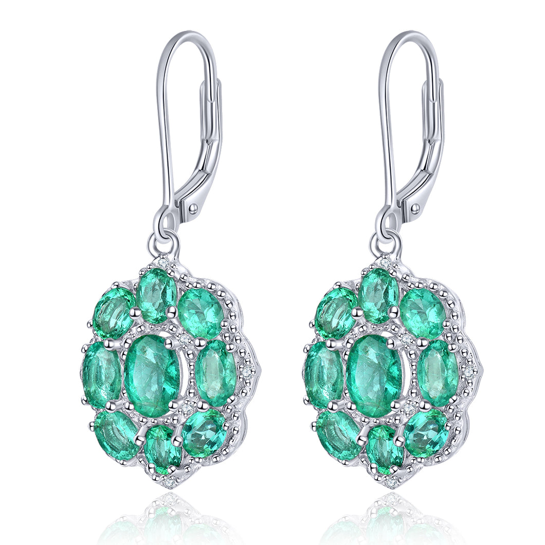 9 Oval Emerald Stone Earrings in Silver