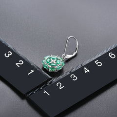 Tear Drop Emerald Stone Silver Earrings.