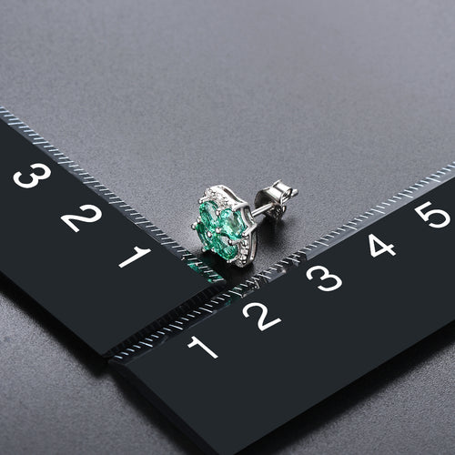 Marquise Shape Emerald and Silver Earrings