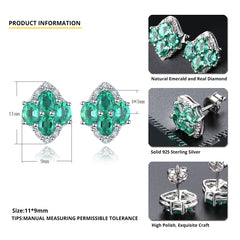 Marque Shape Emerald and Silver Earrings.