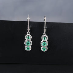 The Three Emerald Stone in Silver Drop Earrings.