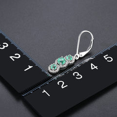 The Three Emerald Stone in Silver Drop Earrings.