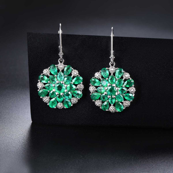 Glamourous Emerald and Silver Earrings