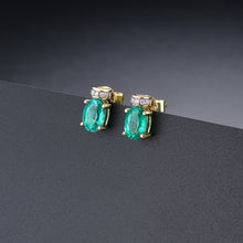 Load image into Gallery viewer, Oval Shape Emerald Gold Earrings
