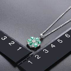 Six Emerald Stones Necklace in Silver