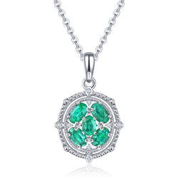 Elegant Emerald and Silver Necklace.