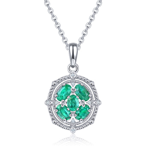 Elegant Emerald and Silver Necklace.