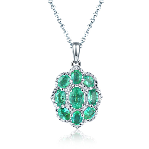 Glam Emerald Necklace in Silver