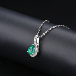 Pear Shape Emerald Pendant in Silver