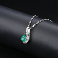Pear Shape Emerald Pendant in Silver.